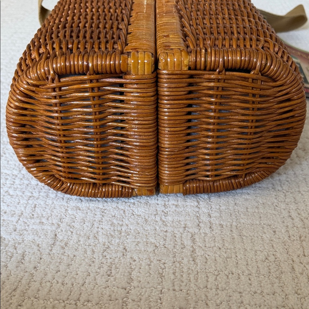NWT Vintage Picnic Time “Bacchus” Rattan Insulated Wine Basket Shoulder Strap - Picture 12 of 15